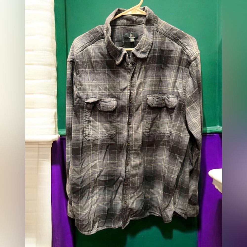 George flannel Dark Gray Textured Shirt 3XL